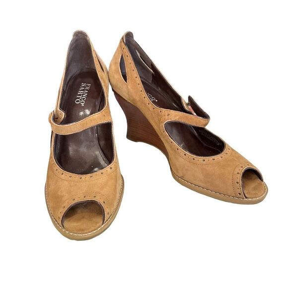 Franco Sarto Women's Brown Peep Toe Wedge Heels Size 10 Casual - Picture 1 of 11